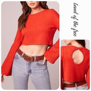 NWOT Band of‎ the Free Alize Rust Ribbed Crop Top XS 2 Long Sleeve Boho Festival